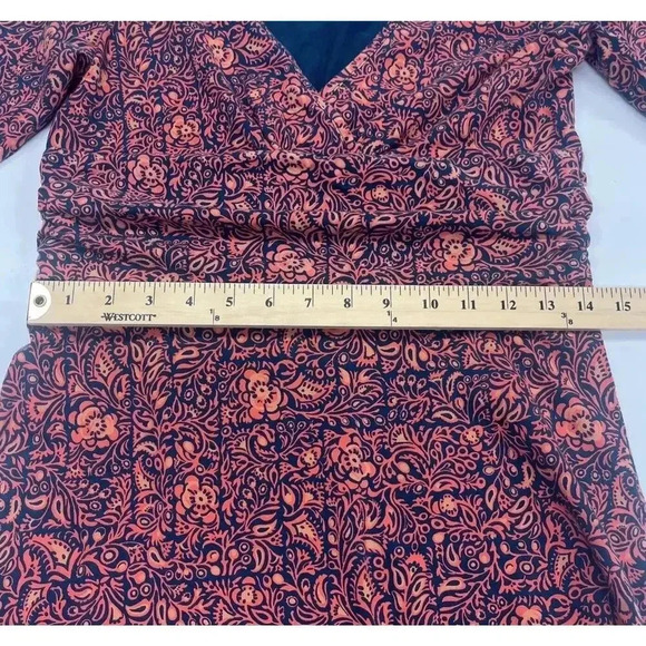 Patagonia Margot Dress Organic Cotton Blend Orange Green 3/4 Sleeve Size Small - Picture 7 of 10